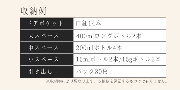 抜群の収納力で、化粧台もスッキリ片付きますね。