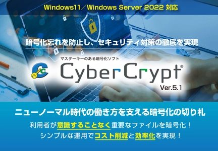 テレワークなど多様な働き方に対応したファイル暗号化ソフト 「CyberCrypt Ver.5.1」を5月16日より販売開始