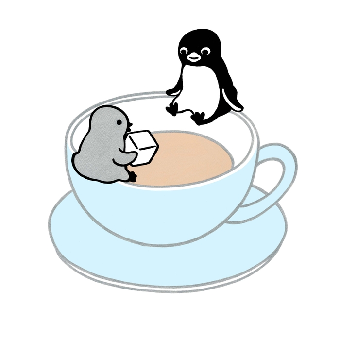 新作版画「ティーカップのペンギン」30×30cm 44,000円(税込)限定100部