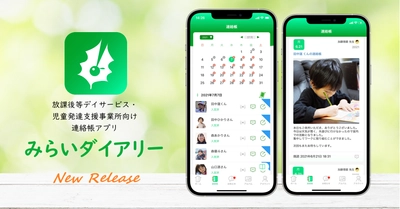 業界初！ 放課後等デイサービス・児童発達支援事業所向け連絡帳アプリ 「みらいダイアリー」が機能を拡充して 2022年2月4日より本格的に提供開始