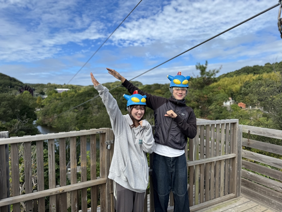 ▲普段は撮影禁止のジップライン出発地点で特別な体験!