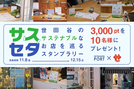 「せたがやPay」ポイント3,000ptを、10名様にプレゼント！「サスセタ-世田谷のサステナブルなお店を巡るスタンプラリー-」開催中！