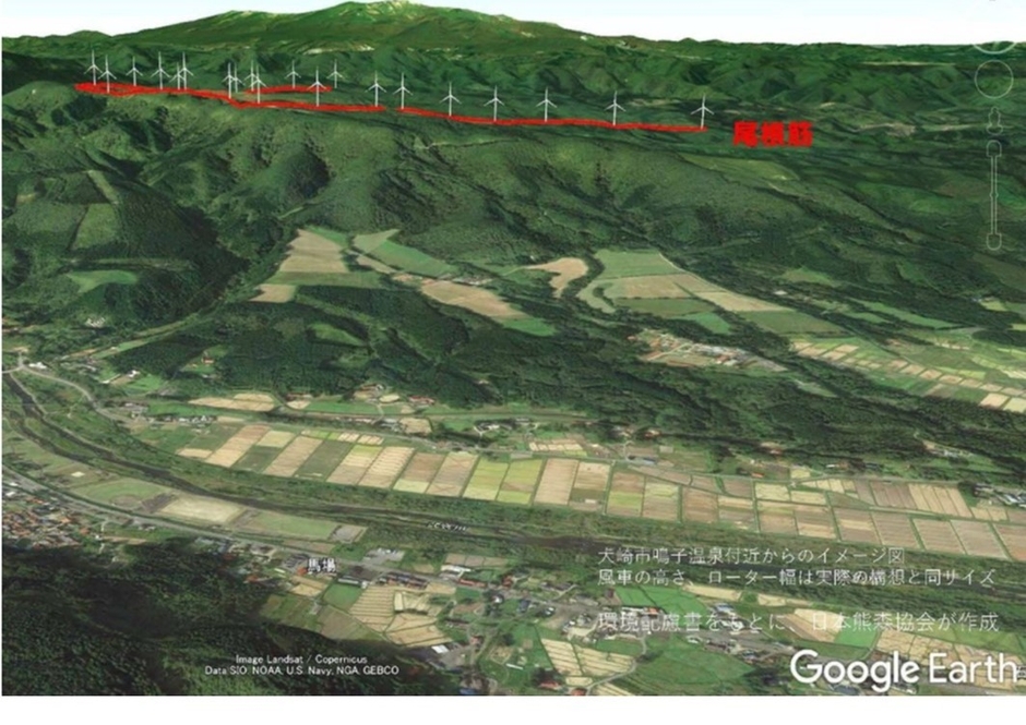 鳴子温泉からのイメージ図