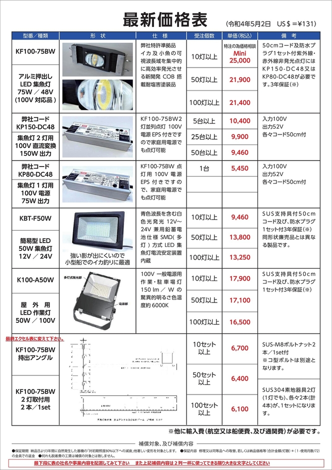新価格表