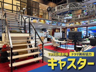 ドラマの舞台となる報道局フロアの撮影セット