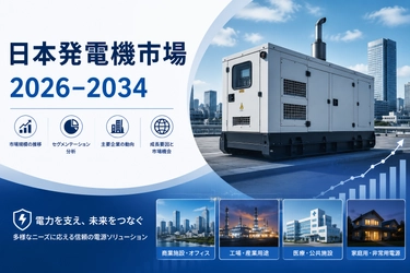 日本の発電機市場規模、2034年までに26億1,000万米ドルに到達へ：業界分析と予測