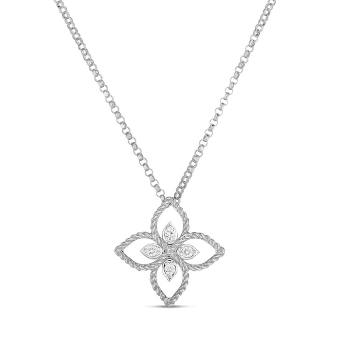 「プリンセスフラワー」K18WG・ダイヤモンド ネックレス。￥220,000(税込)