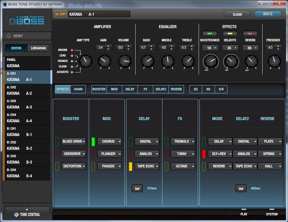 BOSS TONE STUDIO画面