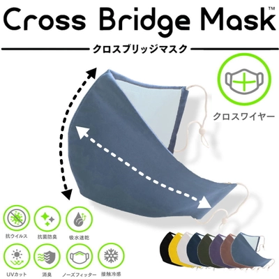 UVカットなど8機能がついたクロスワイヤー入り布マスク 『クロスブリッジマスク』が8月25日に一般販売を開始