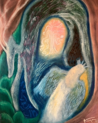 「Door in the light」500x605mm acrylic,oilpastel