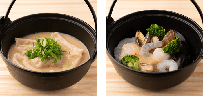 焚き餃子鍋＆海鮮いろり煮込み