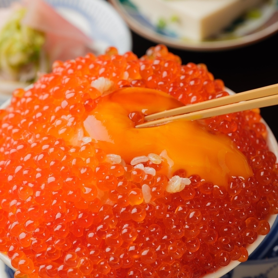 いくら丼(卵黄のせ)