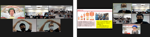 左：「マヨネーズ好き」な丸に息ピッタリ ／ 右：キユーピーインドネシアから説明