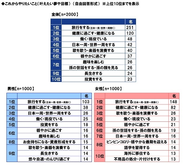 これからやりたいこと（叶えたい夢や目標）