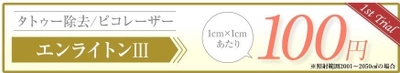 《タトゥー除去ならルーチェクリニックのピコレーザーで決まり》 「《1cm×1cmあたり110円(※)でタトゥー除去ができる エコノミープラン》」を発売