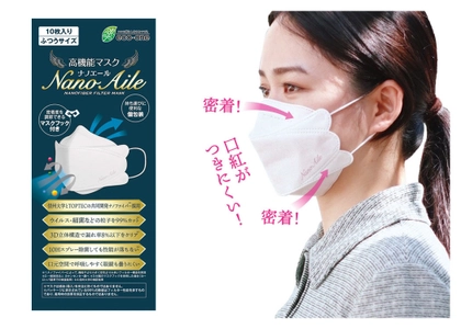 除菌して10回繰り返し使える ナノファイバーマスク『ナノエール』 口元に空間が広がる立体構造で呼吸が快適