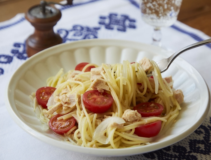 加熱1回！ 皿チン麺「ツナとトマトのパスタ」