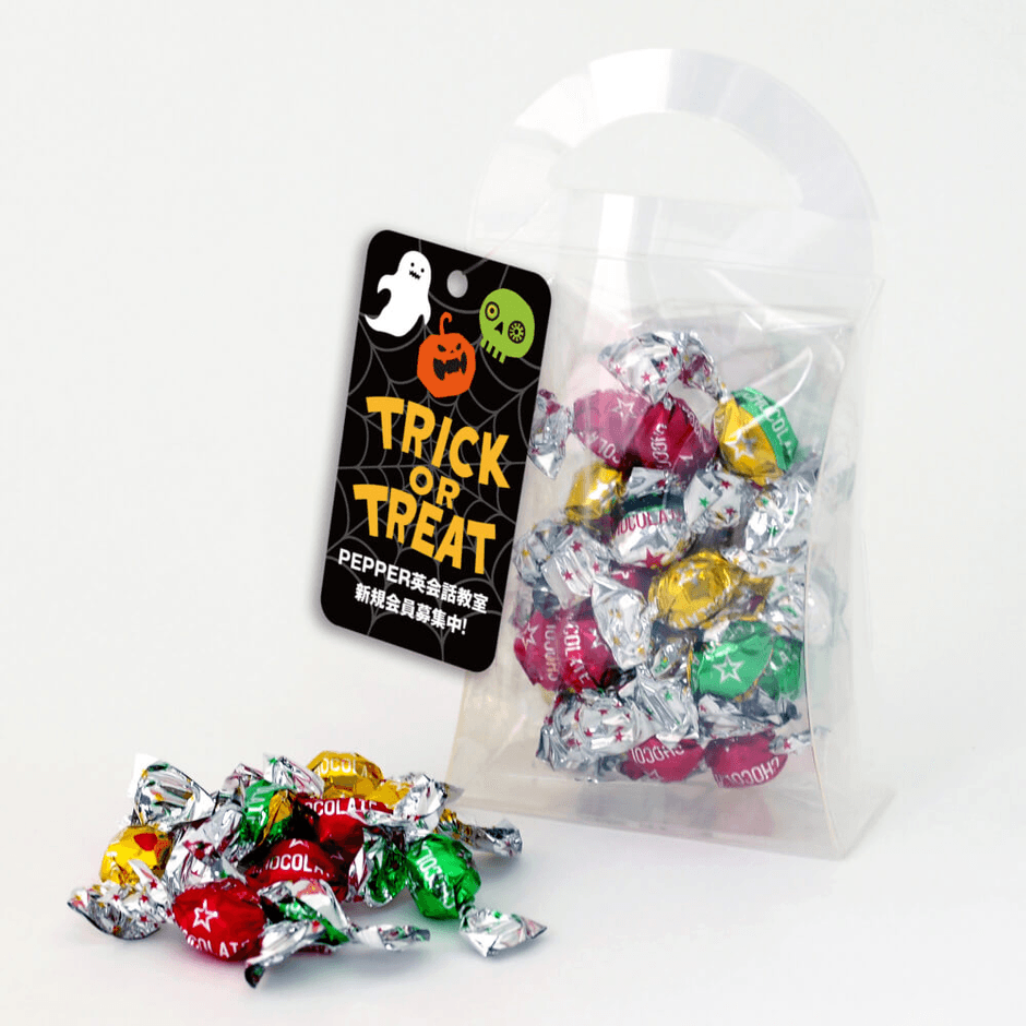 ハロウィンタグ付 手提げ型キラキラチョコ