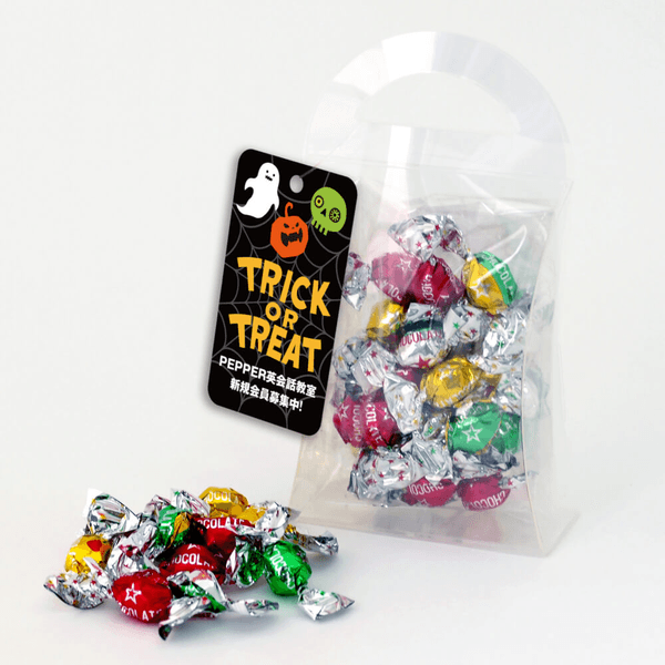 ハロウィンタグ付 手提げ型キラキラチョコ