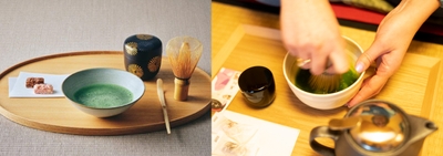 茶道具(茶碗・茶筅(ちゃせん)・茶杓(ちゃしゃく)・棗(なつめ))を使った抹茶体験