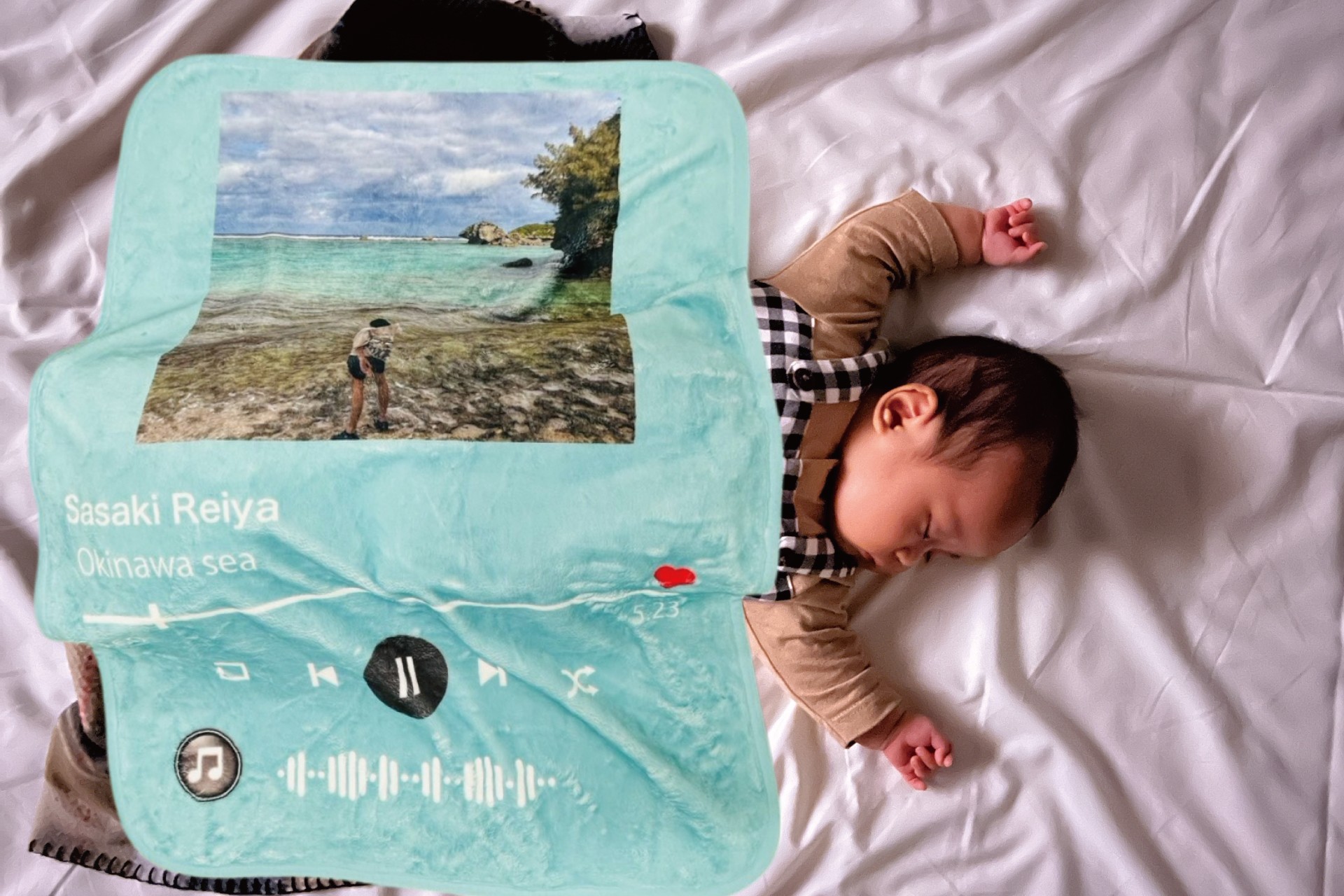 文字入れ写真自由！フランネル素材のふわふわ「ミュージックプレイ画面ブランケット」1/28(水)～1週間限定セール