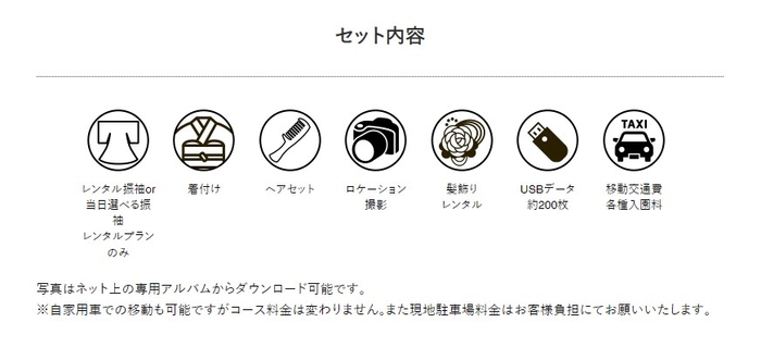 十三参り振袖レンタルロケーション撮影 セット内容