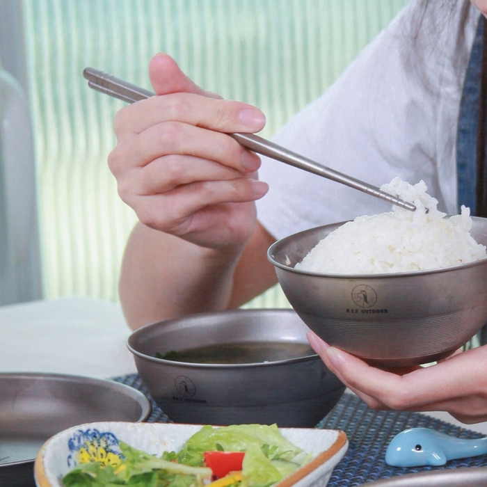 チタン製丸箸　滑り止め付き3