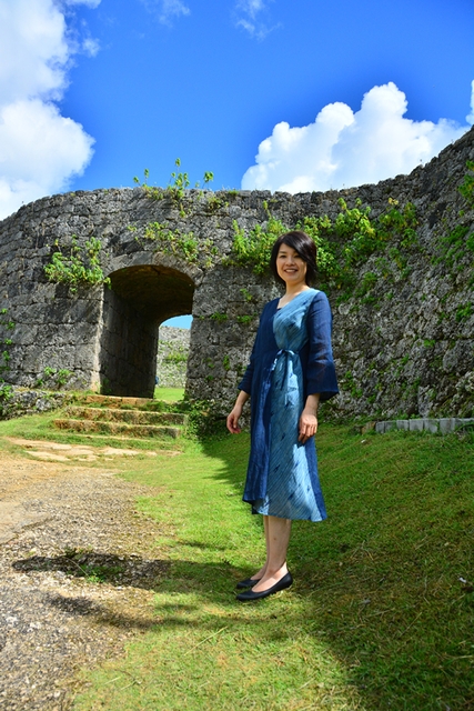 琉球藍織物カシュクールワンピース