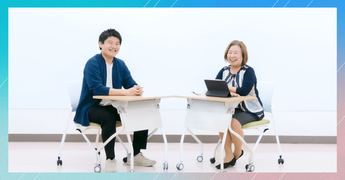 医療介護について対談(左:ドクターメイト代表取締役・医師 青柳 直樹/右:千葉大学大学院看護学研究科 酒井 郁子教授)