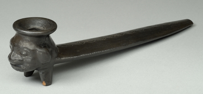 (Photo_20)犬頭部形土製パイプ メキシコ　20世紀後半