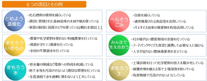 6つの項目とその例