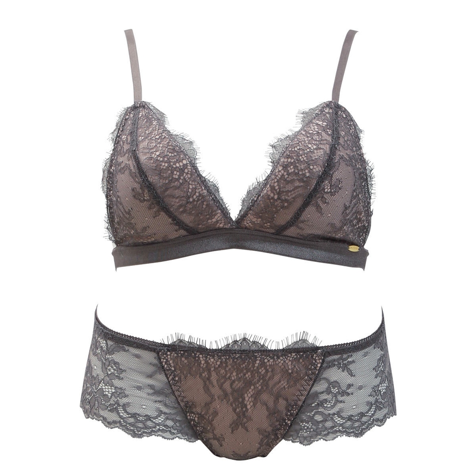 ブラレット上下セット:チャコールグレー