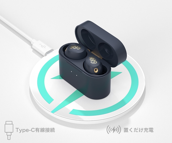 USB Type-C&ワイヤレス充電 イヤホンの充電状況も一目瞭然