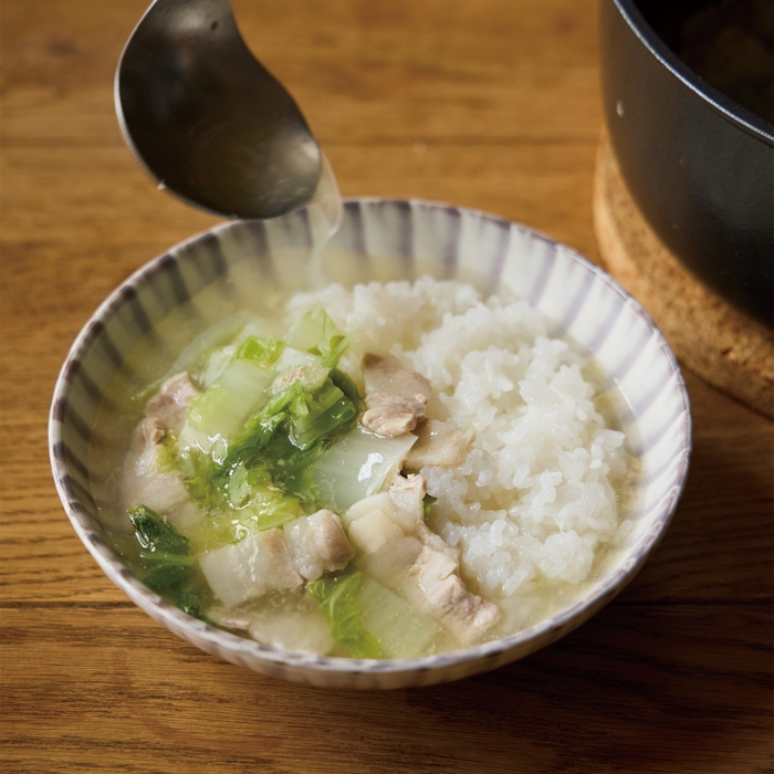 「豚肉と白菜のスープかけご飯」（4章）