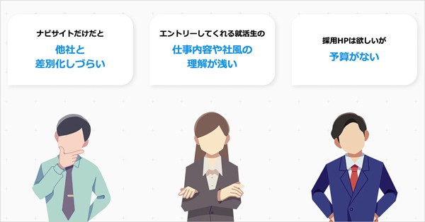 採用サイト制作のこんなお悩みありませんか?