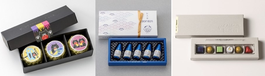 「JACK in the LOVE♡」（左）、「近大酒ボンボン」（中）、「近鉄オリジナルセレクション」（右）