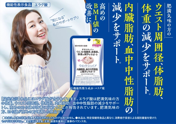 機能性関与成分「エラグ酸」配合！ 高めのBMI値の改善に役立つ機能性表示食品 【ウエイトシェイプ】を1月31日に発売
