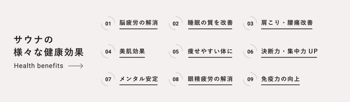 サウナの様々な健康効果