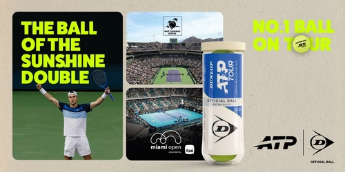 ダンロップテニスボールが「BNPパリバ・オープン」を含む6大会の公式球に新たに採用
