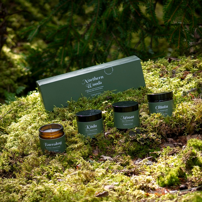 北欧の森をイメージした4種の香りを楽しめるミニアロマキャンドル4点セット