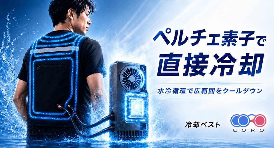 冷却ベスト ペルチェ素子搭載 ペルチェ冷却ベスト バッテリー付 猛暑対策 716 夏本番の猛暑対策】“風だけ”に頼らない、 ペルチェ素子×水循環のW冷却