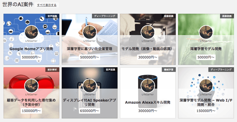 世界のAI開発案件一覧