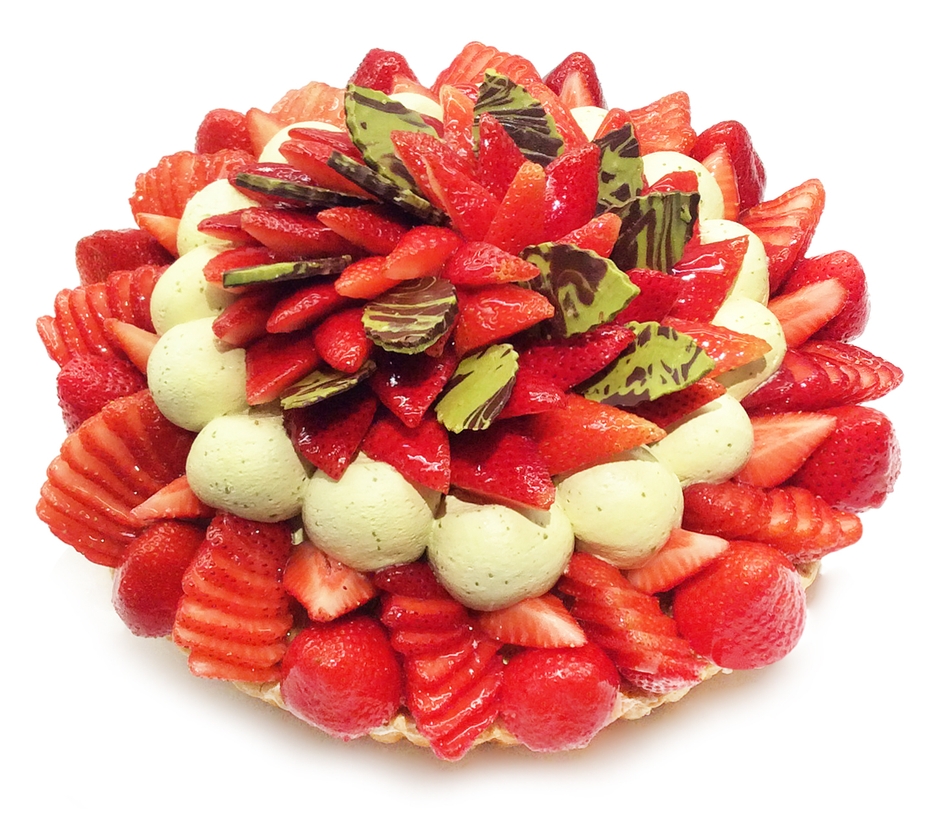 京カフェコムサ：いちごと玄米茶クリームのケーキ（1,000円/1ピース）