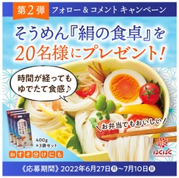 公式Instagramフォロー＆コメントで参加！第二弾『絹の食卓そうめん』おすそ分けプレゼントキャンペーンを6/27(月)～7/10(日)実施