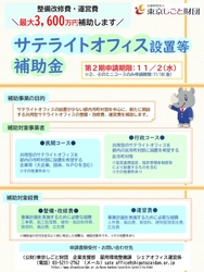 サテライトオフィス設置等補助金　9月14日から第2期募集開始！