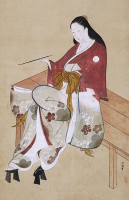縁台美人喫煙図 山崎龍女画