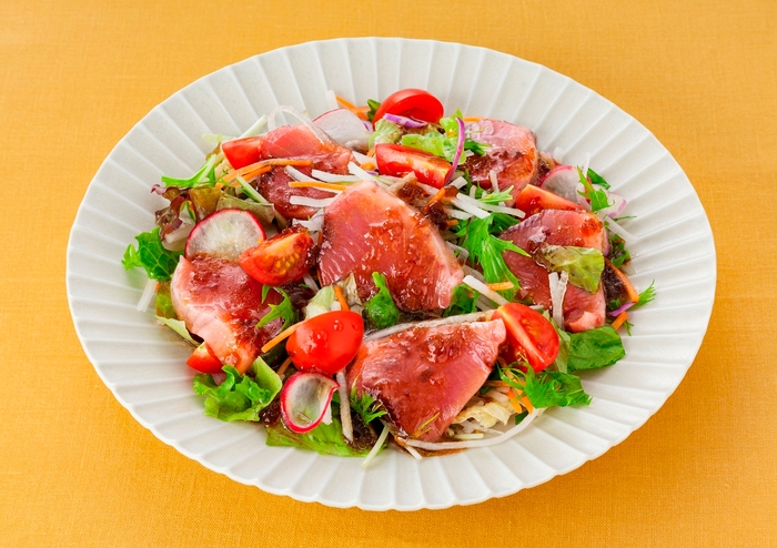 かつおと水菜や大根のサラダ(和風使用)