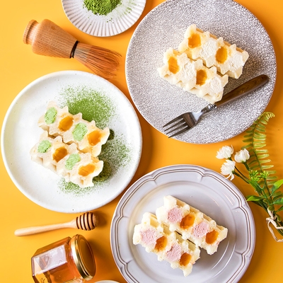 チーズと生はちみつの白いワッフル