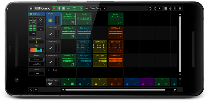 「ループ」を並べて曲を作ることができる「ループ・ビルダー・モード」画面
