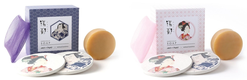 「浮世絵×陽鄙(ひなたひな)」 成駒柄(左)と人形柄(右)